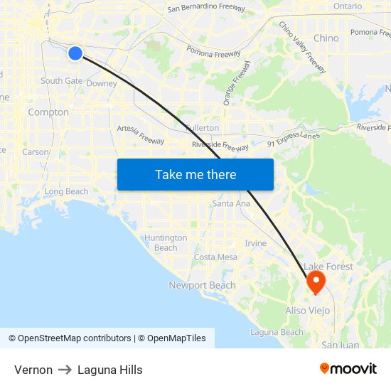 Vernon to Laguna Hills map