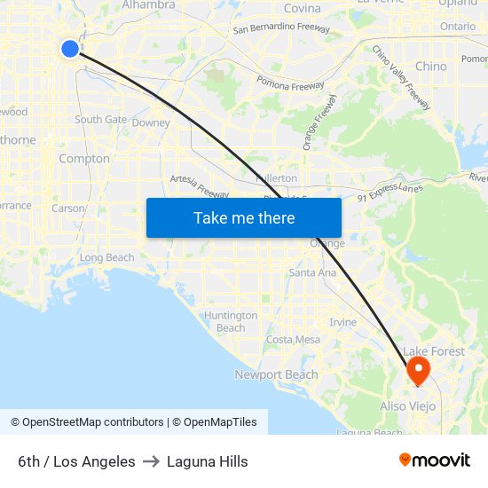 6th / Los Angeles to Laguna Hills map