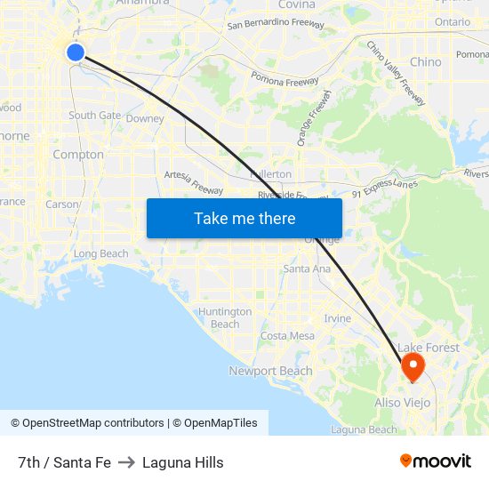 7th / Santa Fe to Laguna Hills map