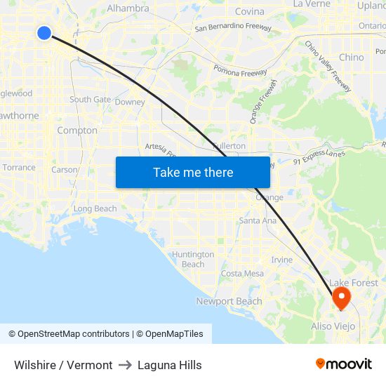 Wilshire / Vermont to Laguna Hills map
