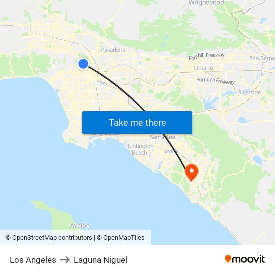 Los Angeles to Laguna Niguel map