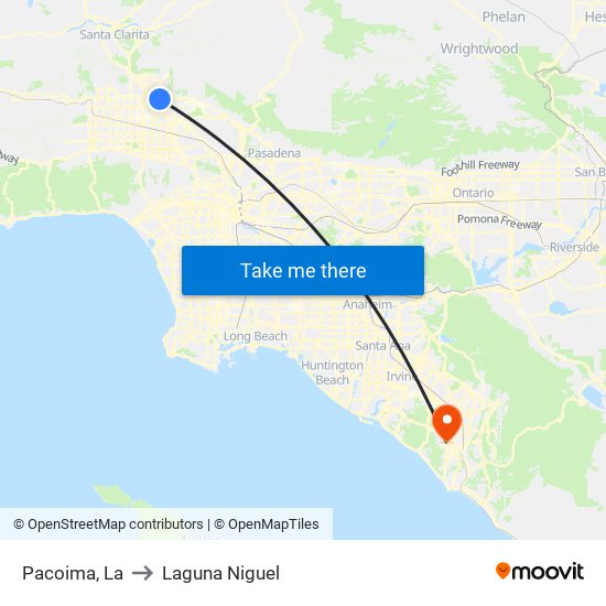 Pacoima, La to Laguna Niguel map