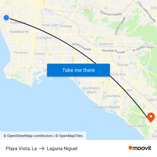 Playa Vista, La to Laguna Niguel map