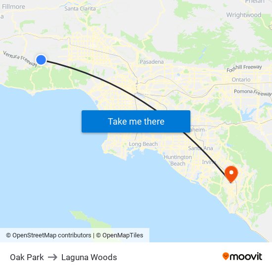 Oak Park to Laguna Woods map