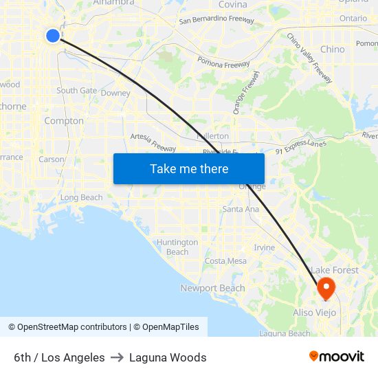 6th / Los Angeles to Laguna Woods map