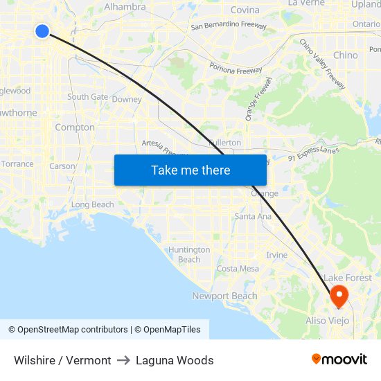 Wilshire / Vermont to Laguna Woods map