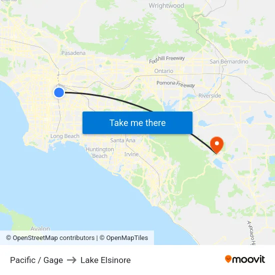 Pacific / Gage to Lake Elsinore map