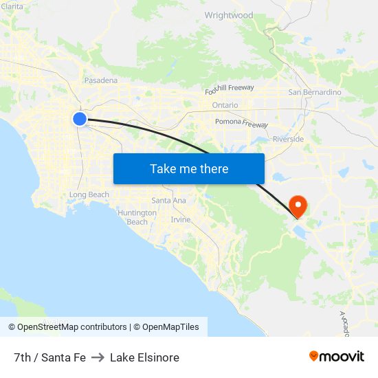 7th / Santa Fe to Lake Elsinore map