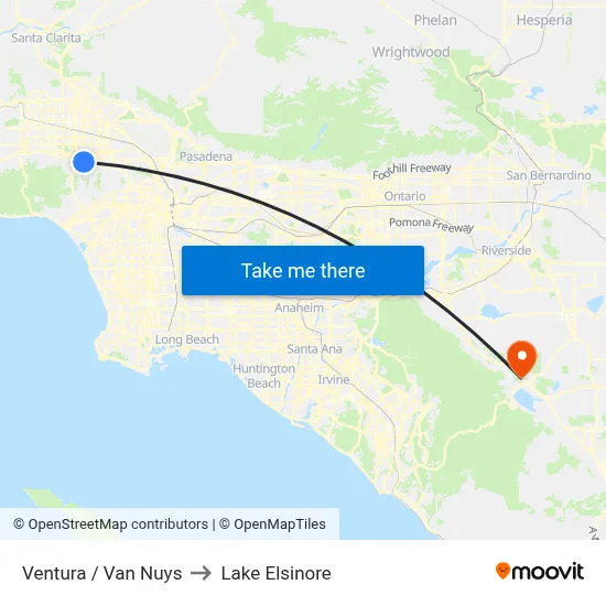Ventura / Van Nuys to Lake Elsinore map