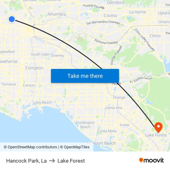 Hancock Park, La to Lake Forest map