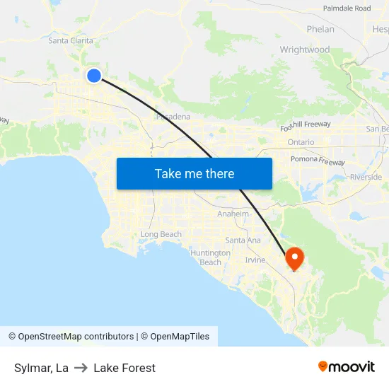Sylmar to Lake Forest map