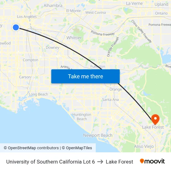 University of Southern California Lot 6 to Lake Forest map