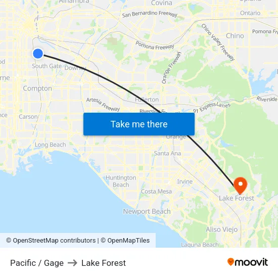 Pacific / Gage to Lake Forest map