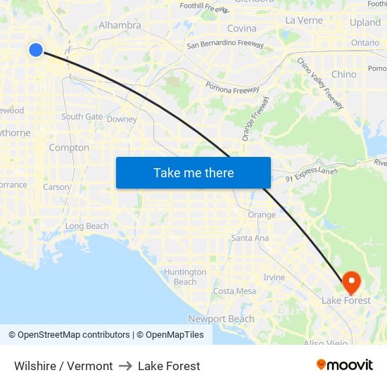 Wilshire / Vermont to Lake Forest map