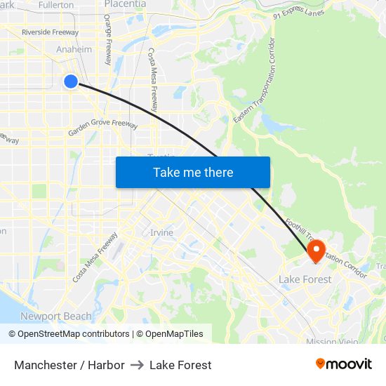 Manchester / Harbor to Lake Forest map