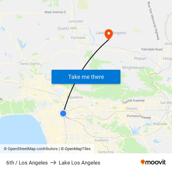 6th / Los Angeles to Lake Los Angeles map