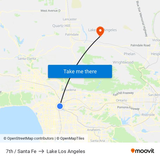 7th / Santa Fe to Lake Los Angeles map