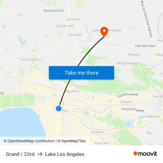 Grand / 23rd to Lake Los Angeles map