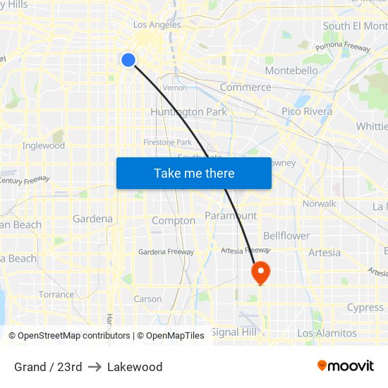 Grand / 23rd to Lakewood map