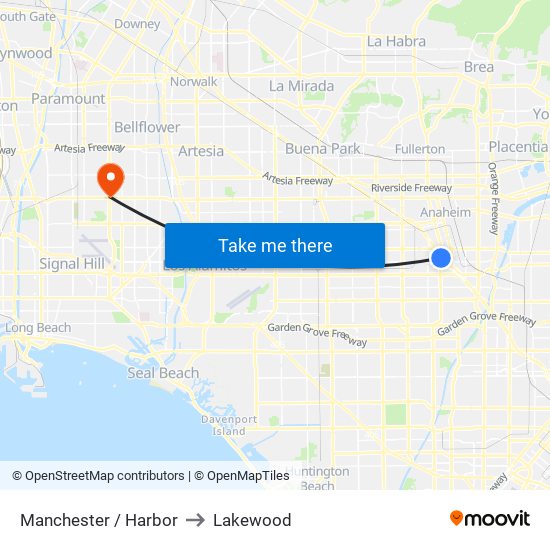 Manchester / Harbor to Lakewood map