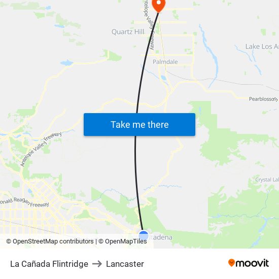La Cañada Flintridge to Lancaster map