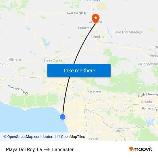 Playa Del Rey to Lancaster map