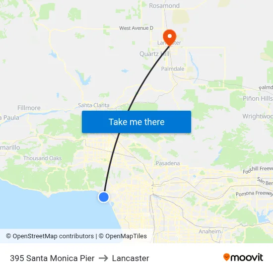 395 Santa Monica Pier to Lancaster map