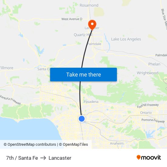 7th / Santa Fe to Lancaster map