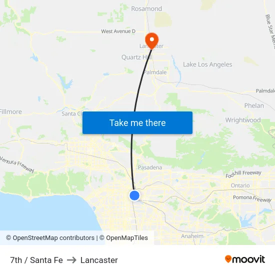 7th / Santa Fe to Lancaster map