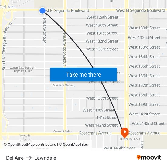 Del Aire to Lawndale map