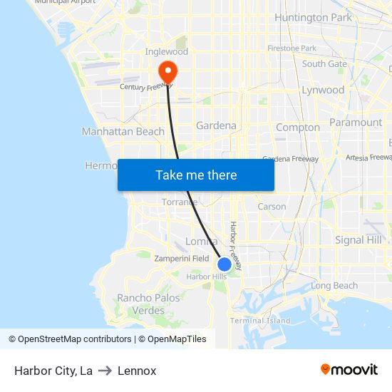 Harbor City, La to Lennox map