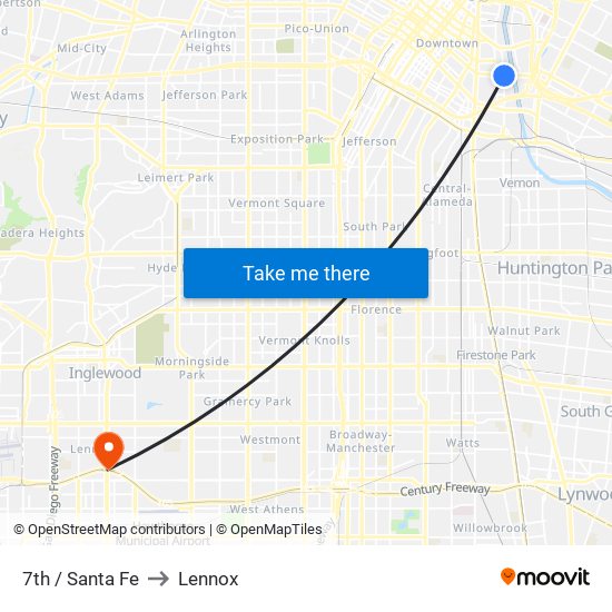 7th / Santa Fe to Lennox map