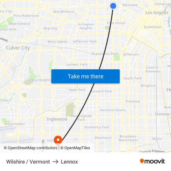 Wilshire / Vermont to Lennox map