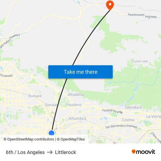 6th / Los Angeles to Littlerock map