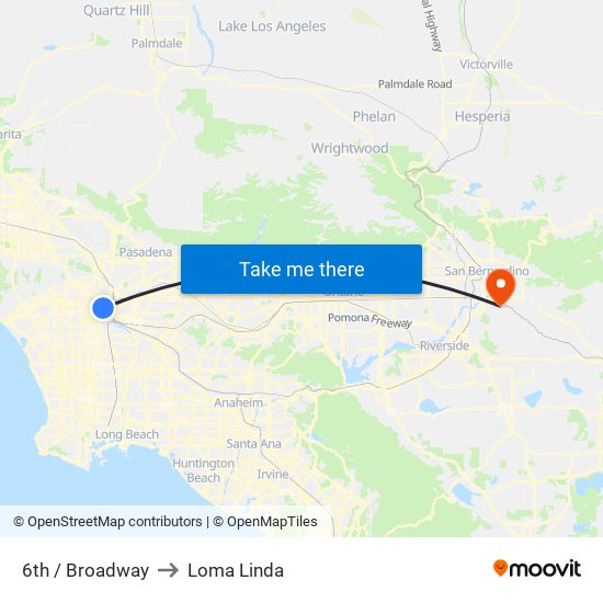 6th / Broadway to Loma Linda map