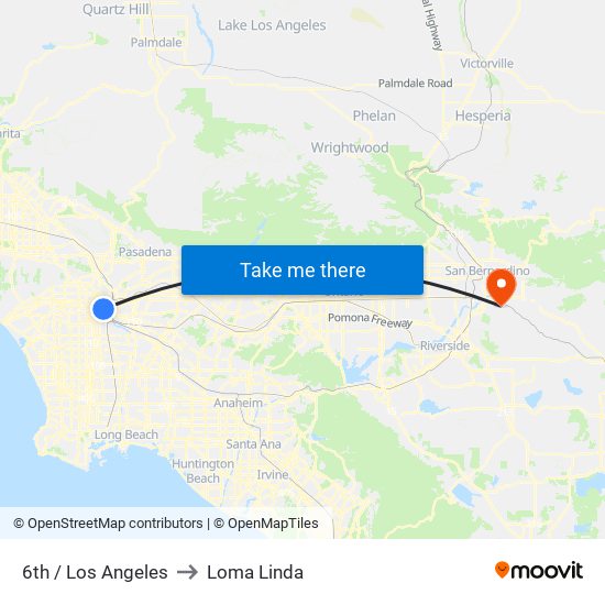 6th / Los Angeles to Loma Linda map