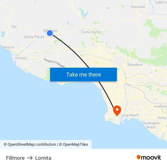 Fillmore to Lomita map