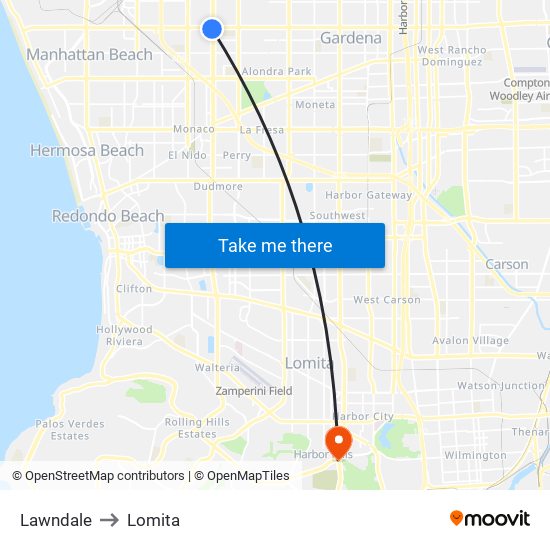 Lawndale to Lomita map