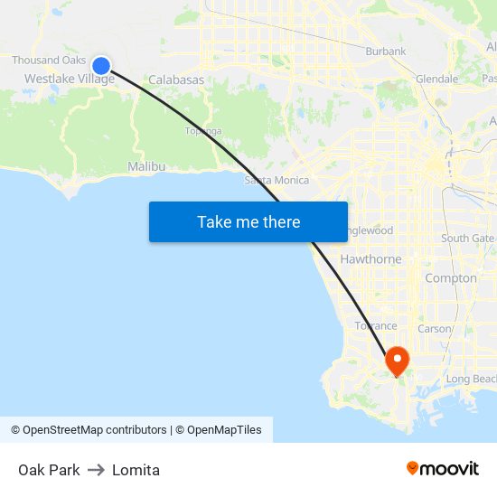 Oak Park to Lomita map