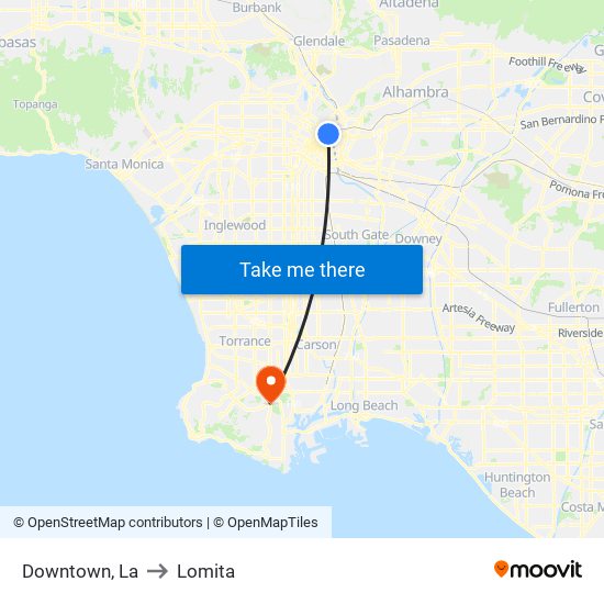 Downtown, La to Lomita map