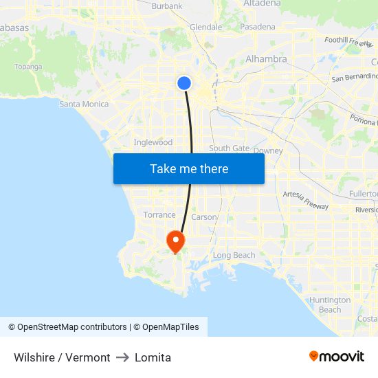 Wilshire / Vermont to Lomita map