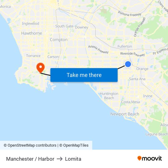 Manchester / Harbor to Lomita map