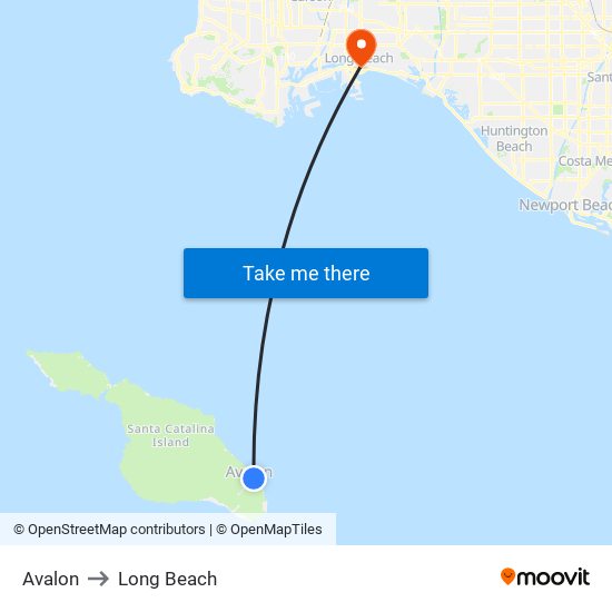 Avalon to Long Beach map