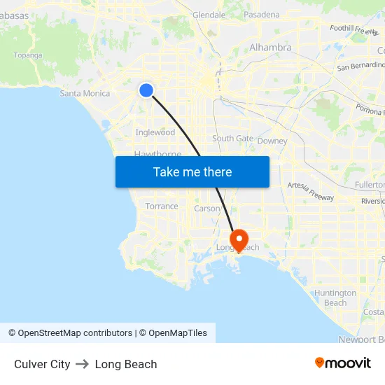 Culver City to Long Beach map