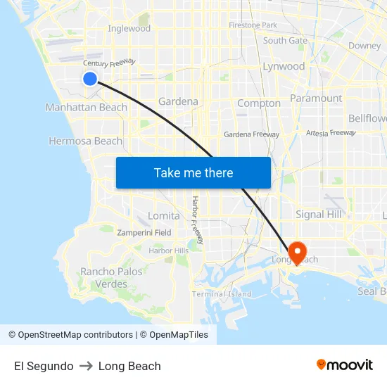 El Segundo to Long Beach map