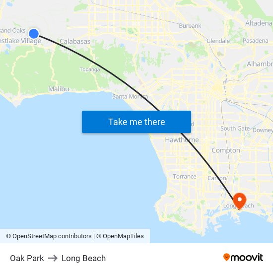 Oak Park to Long Beach map