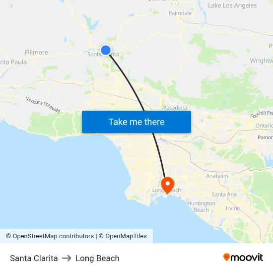 Santa Clarita to Long Beach map