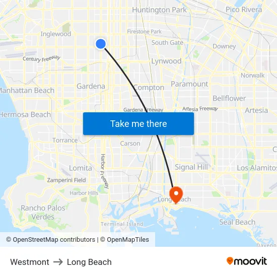 Westmont to Long Beach map