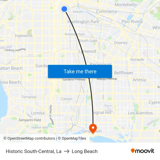 Historic South-Central to Long Beach map