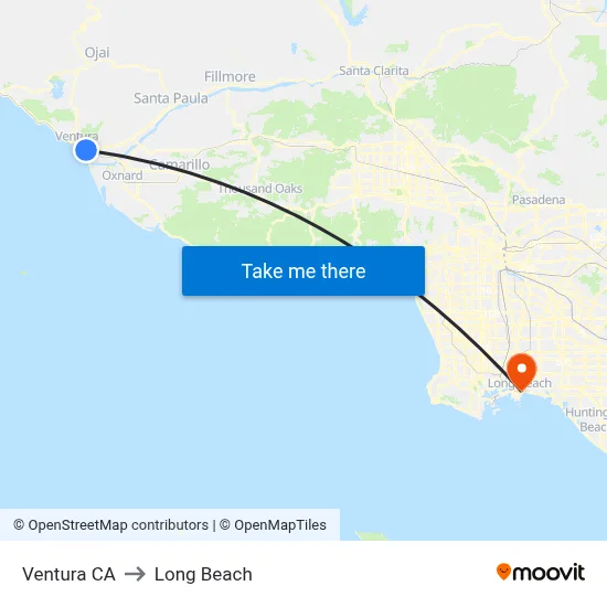 Ventura CA to Long Beach map